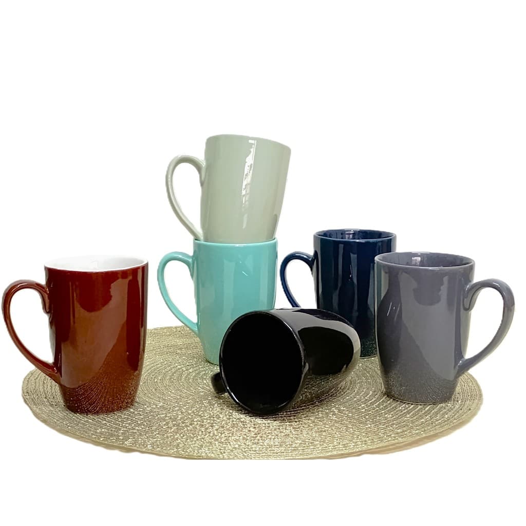 Caneca de Cerâmica 300ml Colorida Modelo Flora | Xícara para Café e Chá Cores Diversas