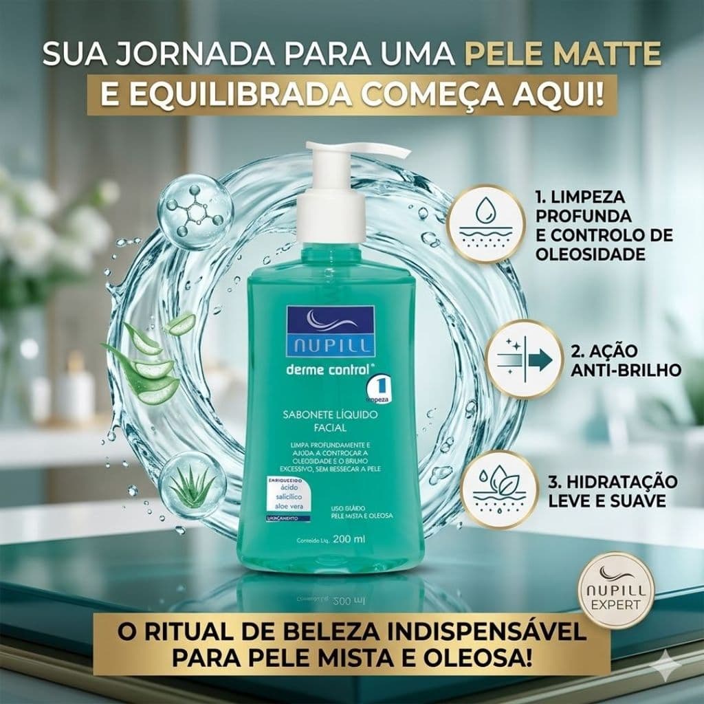 Sabonete Liquido Facial Nupill Derme Control Skin Care 200ml Skin Care