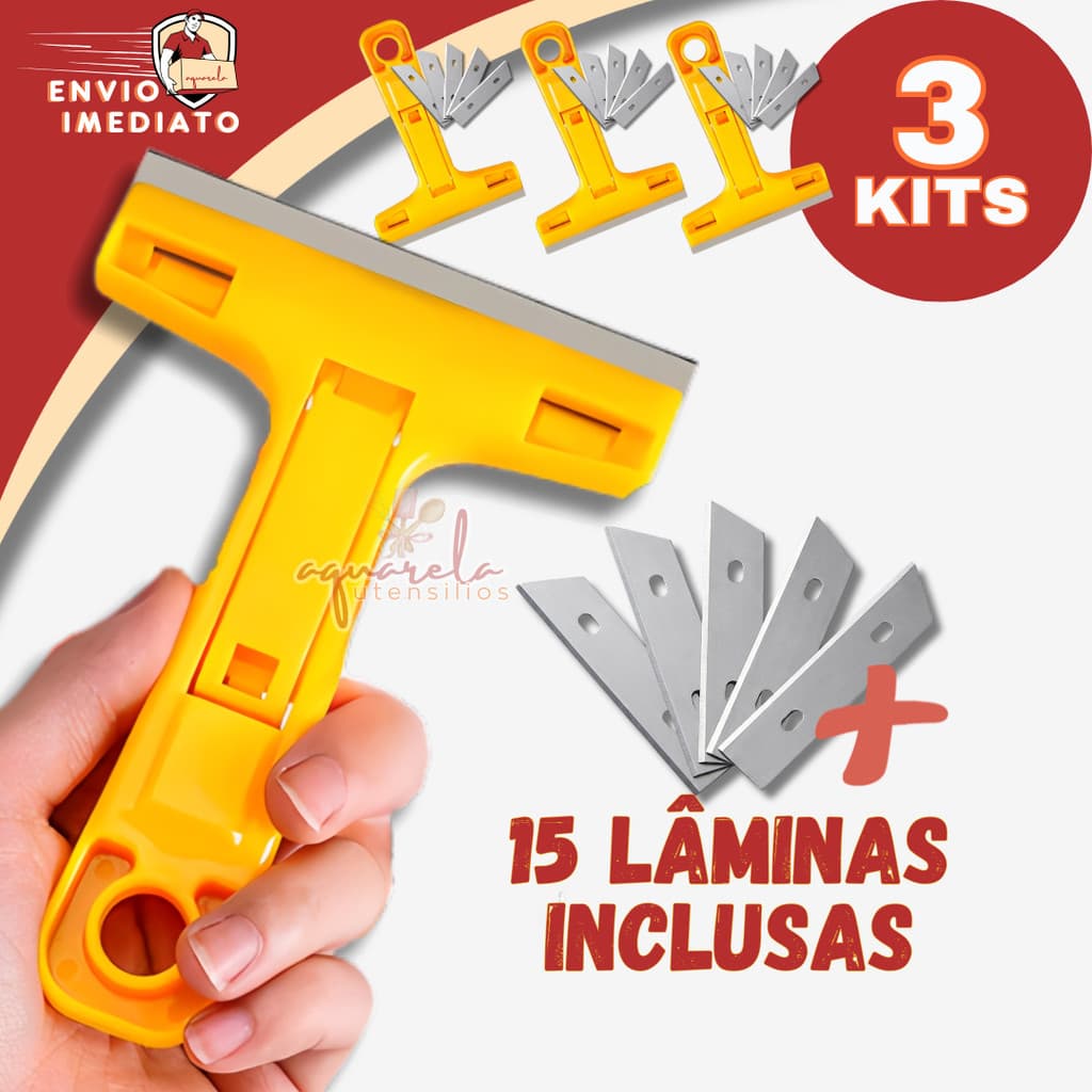 Kit Raspador Multiuso De Vidro Azulejo Piso Estilete Chão Plano Tintas Cerâmica
