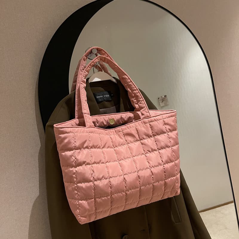Bolsa acolchoada de algodão de grande capacidade nova moda Casual Commuter All-Match sacola feminina 2026 simples leve d