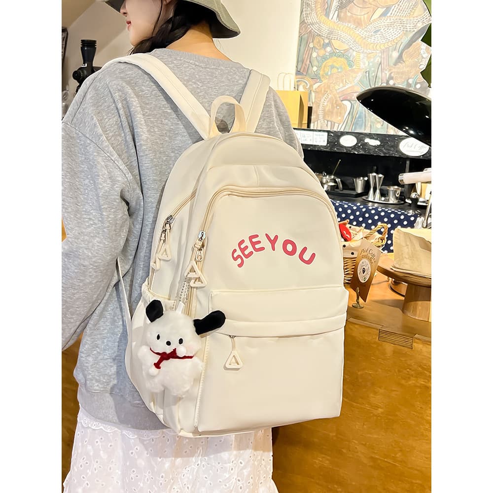Mochila escolar feminina estudante universitário simples All-Match mochila de grande capacidade escola secundária