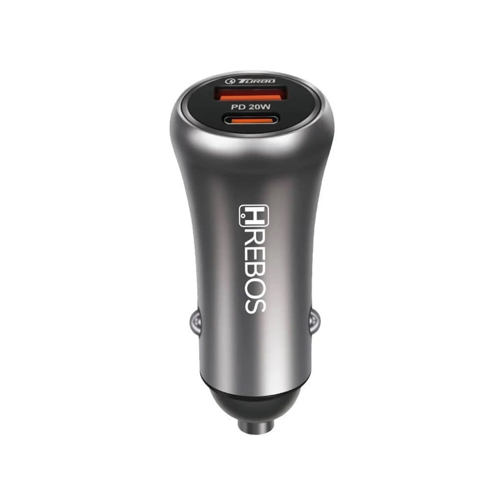 Carregador Veicular Turbo 20w com Duas Entradas USB e USB-C. Carrega dois aparelhos simultâneamente
