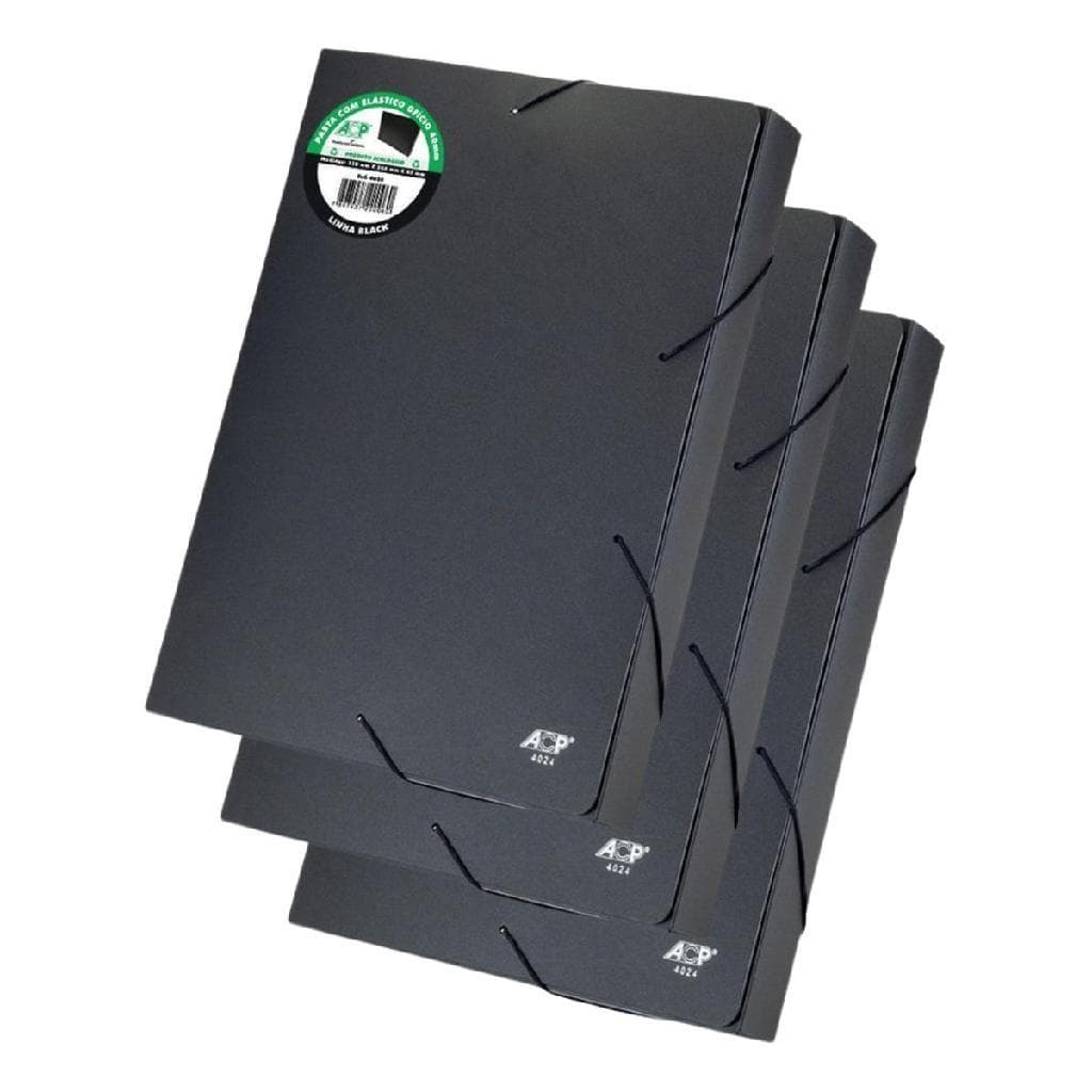 Pasta Aba Elastica Oficio 40mm Linha Black Com 3und ACP