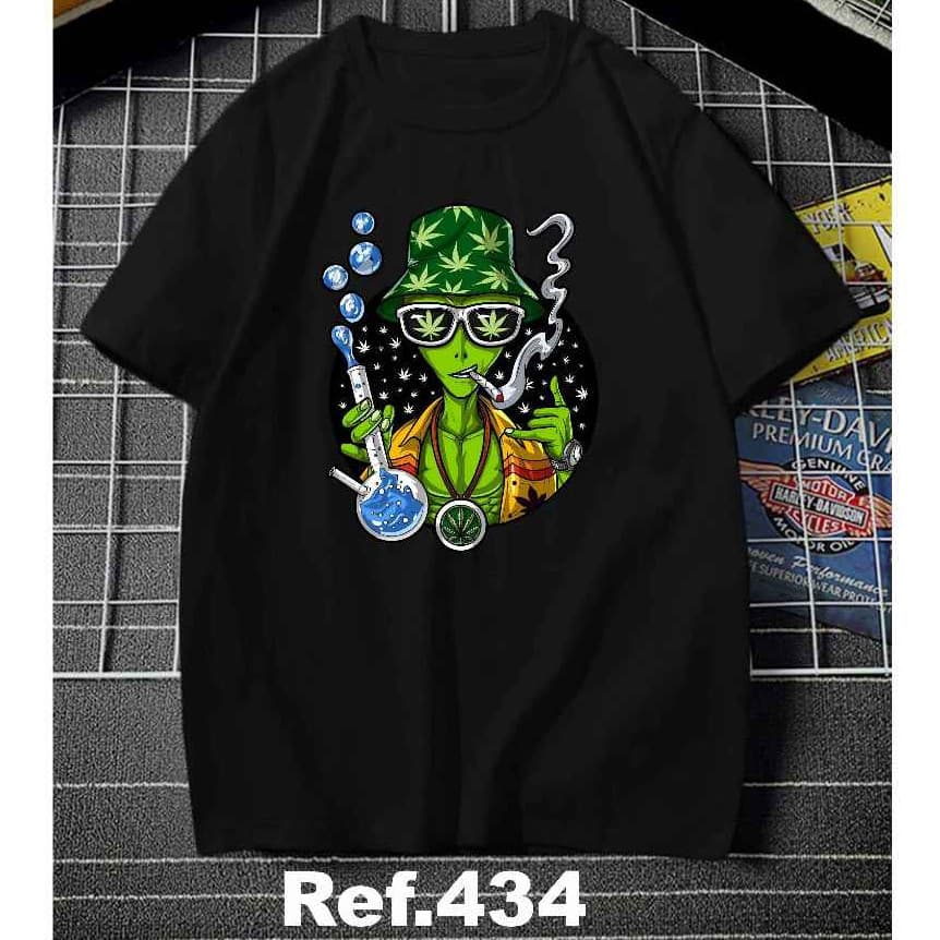 Camiseta Camisa Básica Algodão Unissex Cannabis Alien Piper Marijuana Beck Erva Planta Verde Hemp