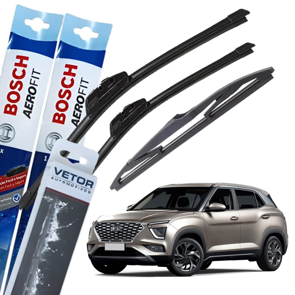 Kit Palheta Bosch Dianteira & Traseira Creta 2022/2024 Aerofit Original