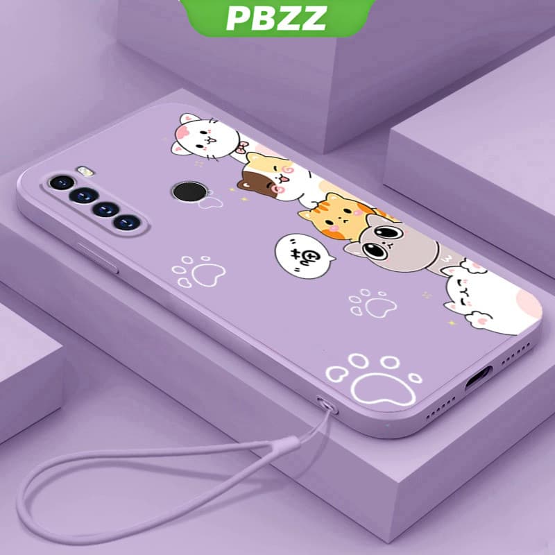 Capa Protetora Flexível De Silicone Líquido Com Gato DZMM01 Para redmi note 8 pro/8t