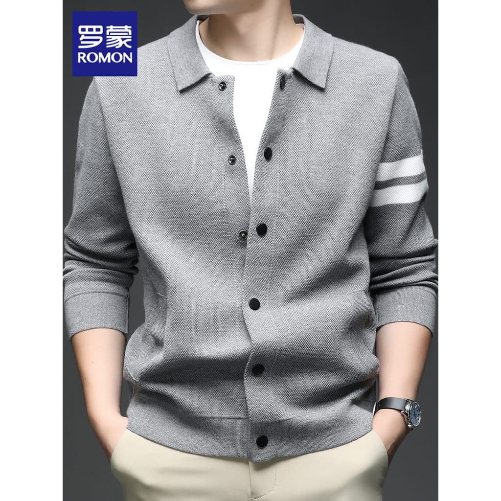 Lomon Cardigan camisola masculina primavera novo estilo Casual bonito camisola na moda cor combinando lapela camisola ja