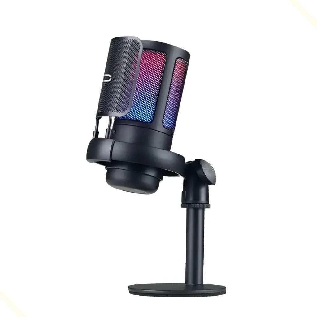 Microfone Condensador Gamer Tomate MT-1060R com LED RGB Preto