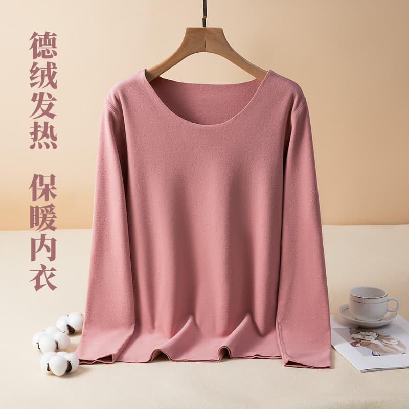 Alemão veludo aquecimento roupa interior térmica feminina outono inverno forro de lã camiseta de manga comprida camisa d