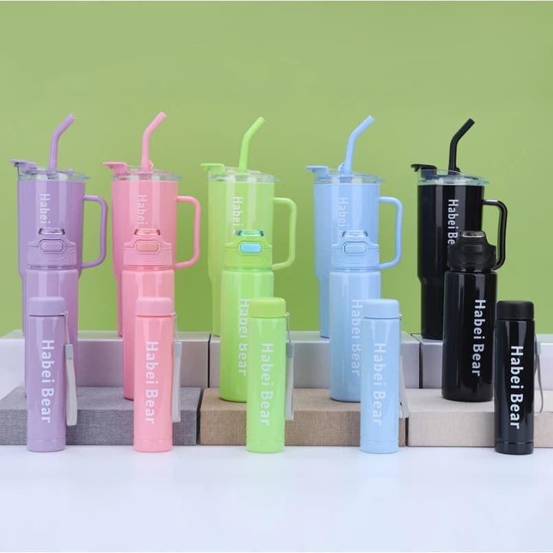 Conjunto Garrafas De Água 3 Em 1 - 1200ml 800ml 300ml BPA Free Anti Vazamento