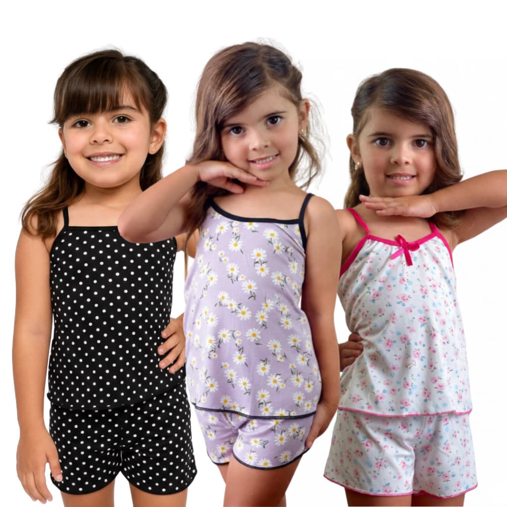 KiT 3 Pijama MICRO INFANTIL Baby Doll Estampado Personagem Short doll Microfibra