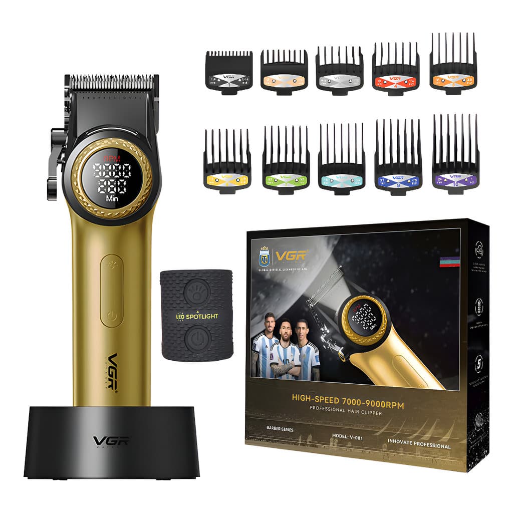 Máquina de cortar cabelo de barbeiro profissional Vgr V-001 9000 Rpm, cor preta