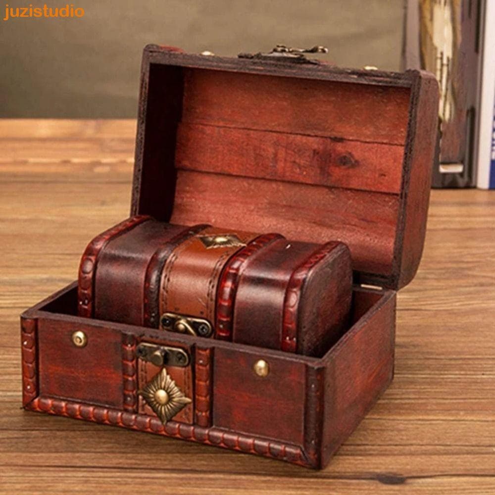 Baú De Tesouro JUZISTUDIO , Caixa De Armazenamento De Joias Decorativas Vintage Com Trava De Metal , Adereços De Quarto