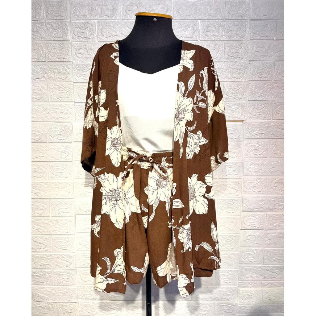 Conjunto Kimono e Short Viscolinho Estampado 315