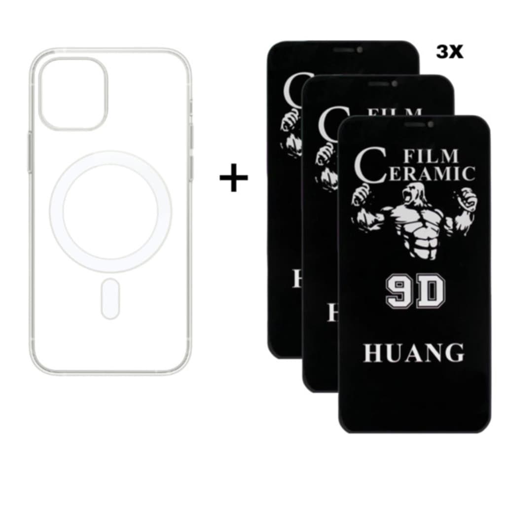 Kit Capa MagSafe + 3 Películas Cerâmica Privacidade iPhone Pro Max - Nanclares