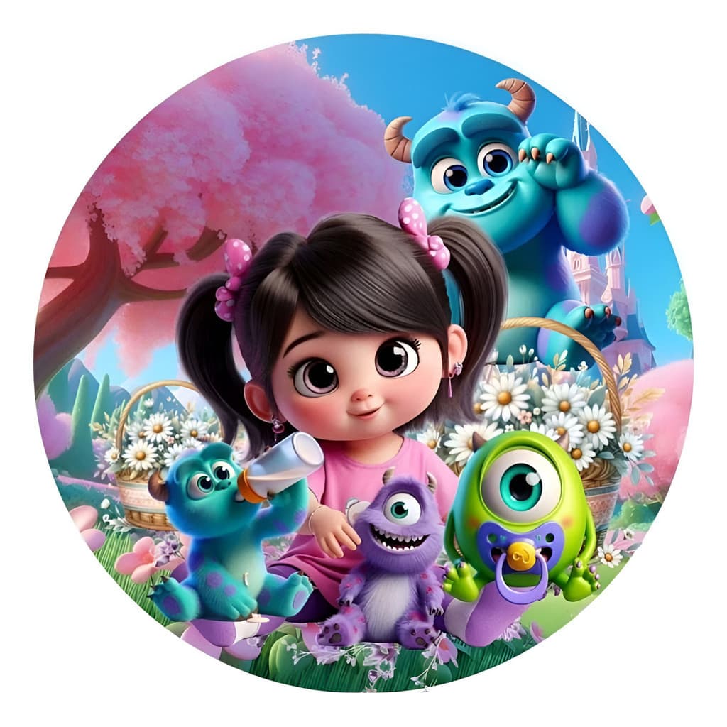 Painel Redondo 50x50 Monstros S A Boo Sullivan Mike Wazowski Capa Painel