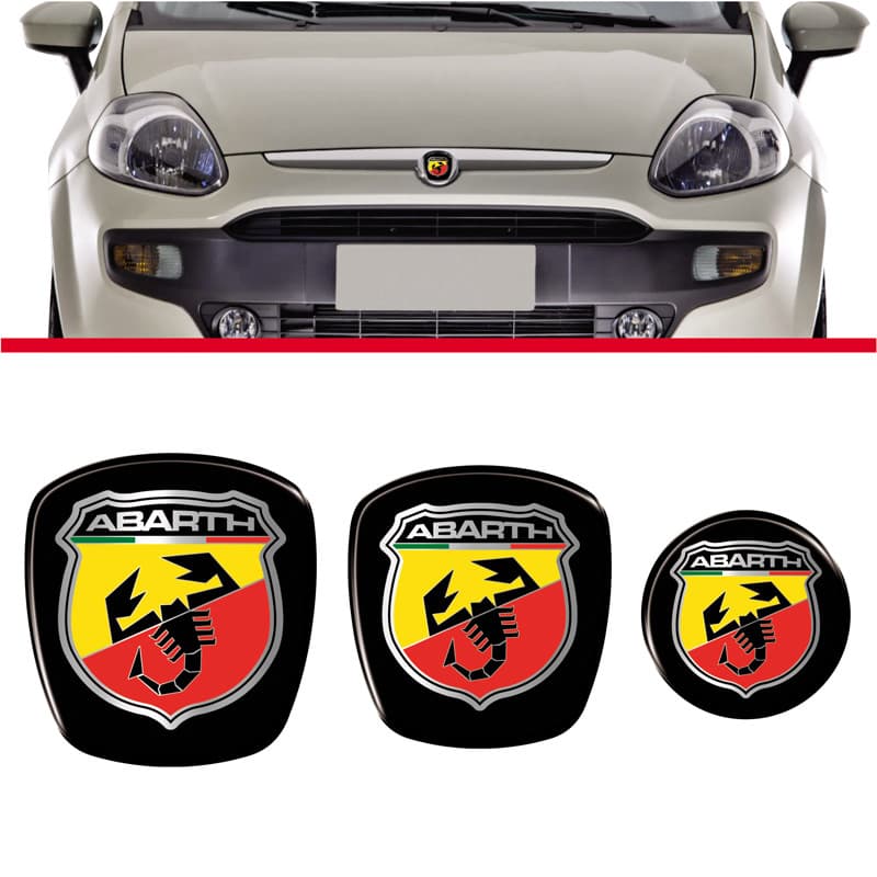 Adesivo Emblema Fiat Abarth Punto Resinado e Cromado