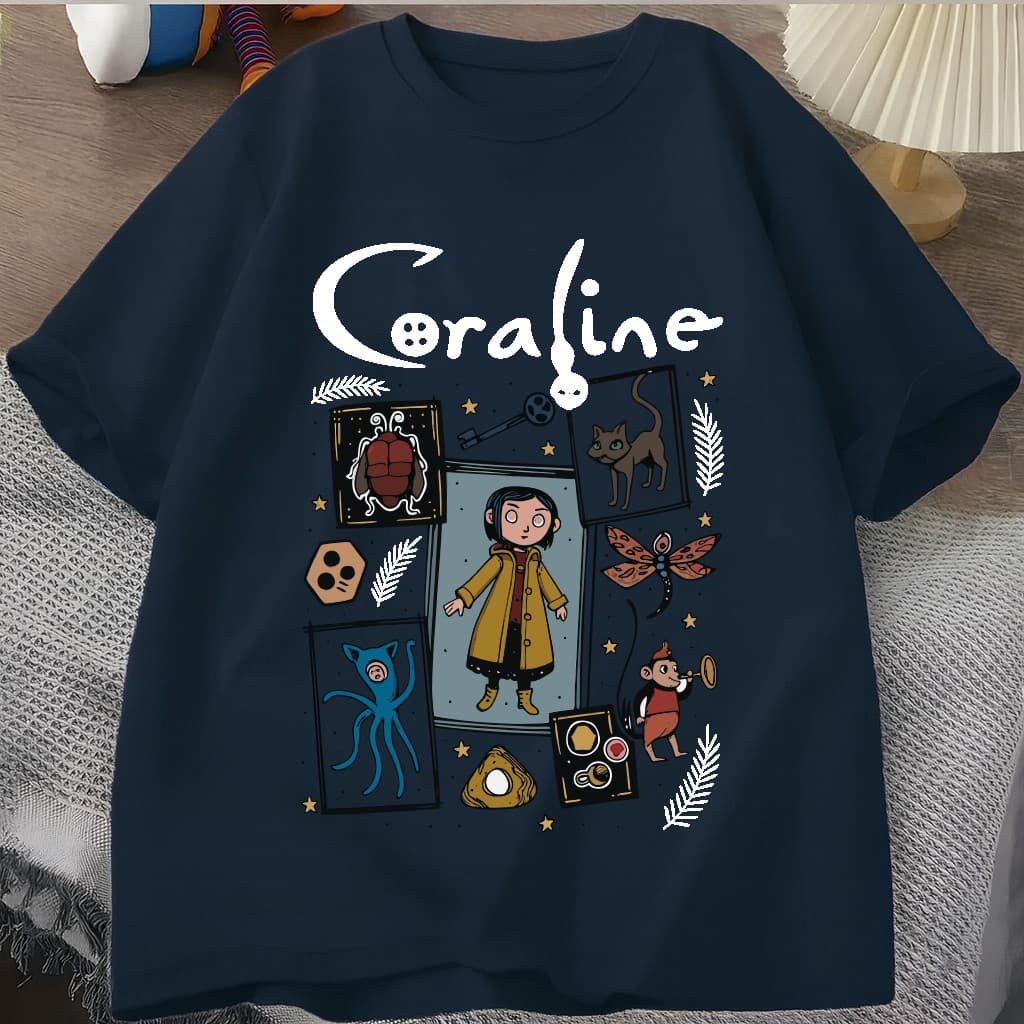 Camisa Camiseta Unissex Coraline Algodao Premium Desenho De Menina Verao