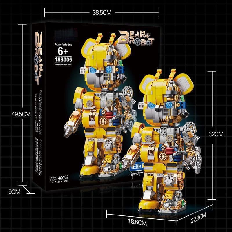 Urso mecânico rei dos lutadores blocos de construção montagem vespa violenta mecânica na moda jogar partículas brinquedo