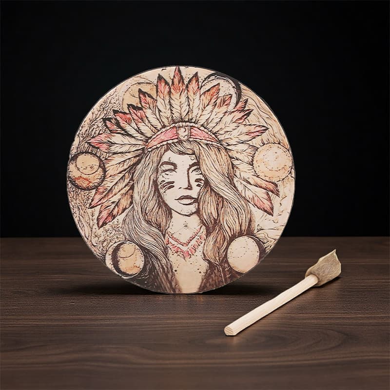 Índia Shaman Drum Instrumento de percussão Árvore da vida Tambor siberiano aberto à mão