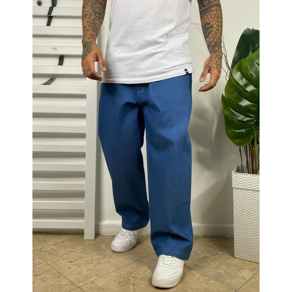 Calça Balão Jeans Azul Masculina Streetwear Premium Larga