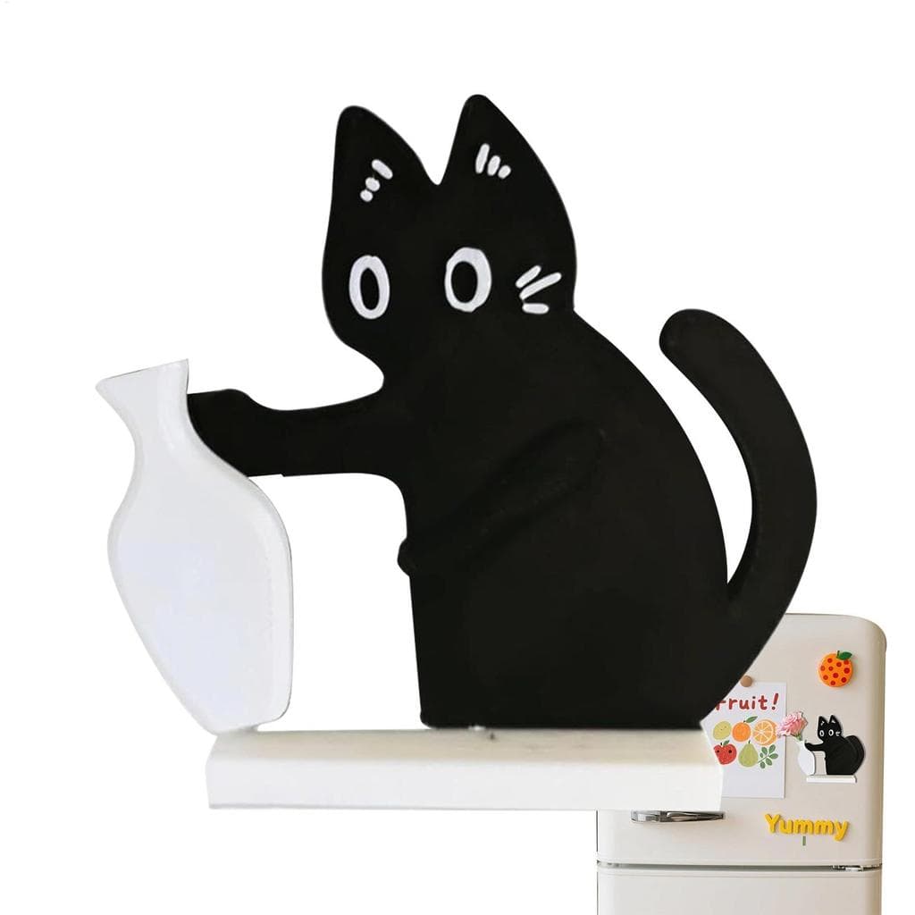 Gato Bigode Geladeira Ímã Bonito Preto Gatinho Titular Vaso Para Amigos Colegas alpilyn3br