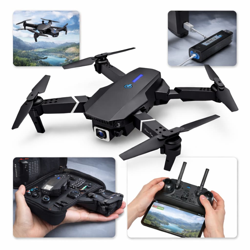 Mini Drone E99 PRO No Brasil Drone com WiFi, Fotografia aérea, Helicóptero, Quadcopter Dobrável +Bag
