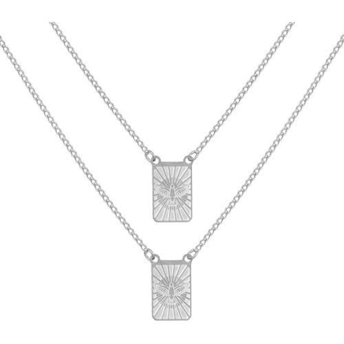 Escapulário Masculino Feminino Pomba Espírito Santo Aço Inox Barato