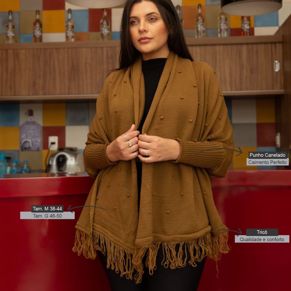 Casaco Plus Size Tricô Blusa Suéter Inverno Quentinho Feminino