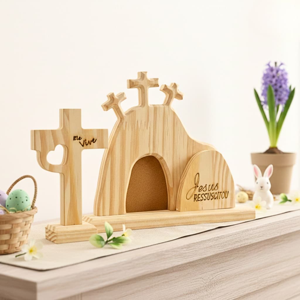 Santo Sepulcro Decoração Cristã - em Madeira Pinus Decoração Páscoa Cristã Mesa Posta Capela