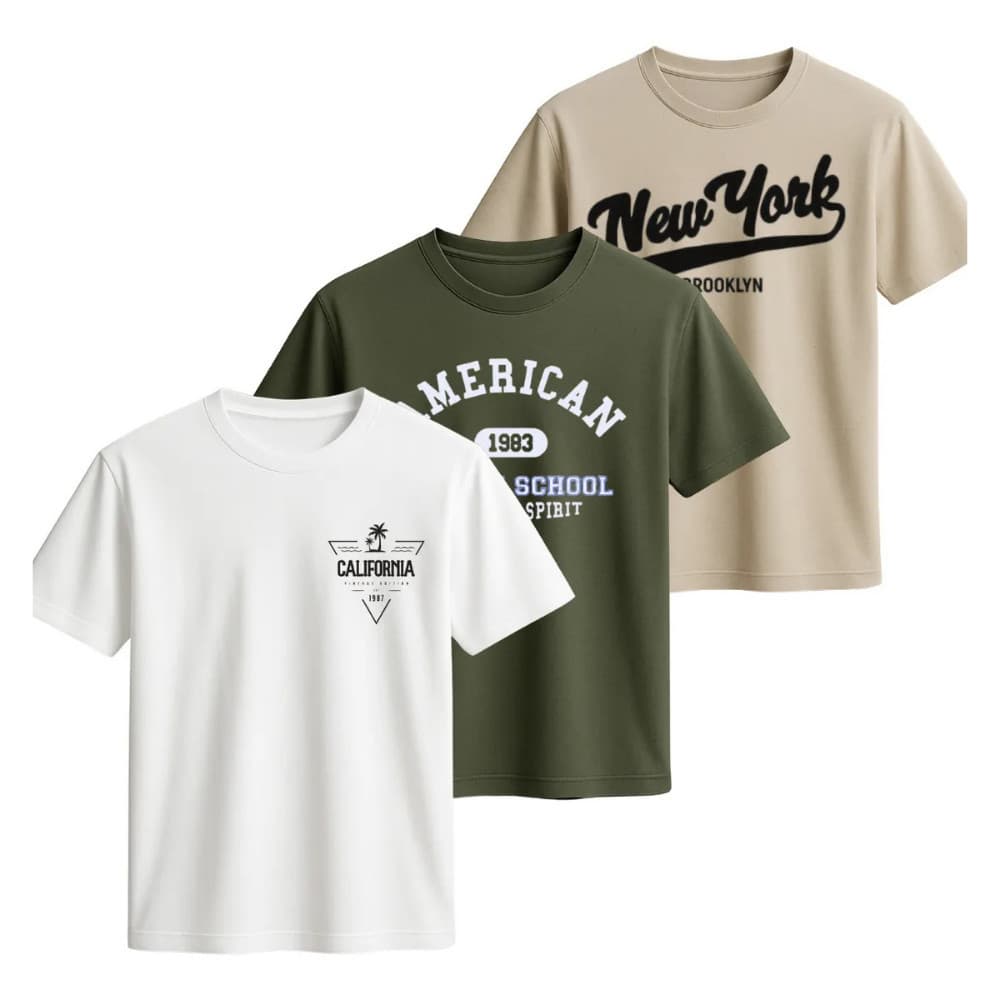 Camiseta Algodão Unissex Kit com 3 Blusas American R Distribuidora