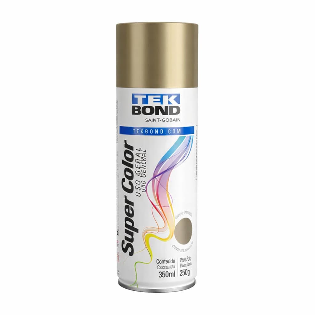 Tinta Spray Aerossol Dourado Tekbond 350ml Uso Geral Secagem Rápida Alta Cobertura