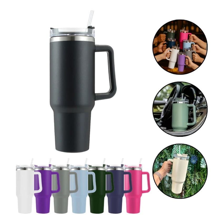 Copo Térmico Inox Com Alça Canudo Tampa 1200ml Grande preço de atacado