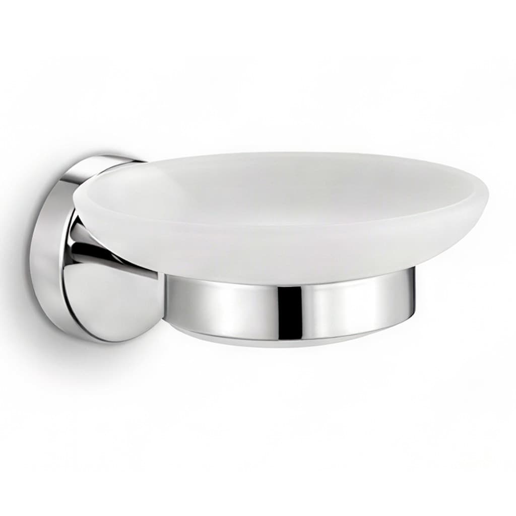 Saboneteira de Parede Banheiro Lavabo Inox Cromado Porta Sabonete Vidro Jateado