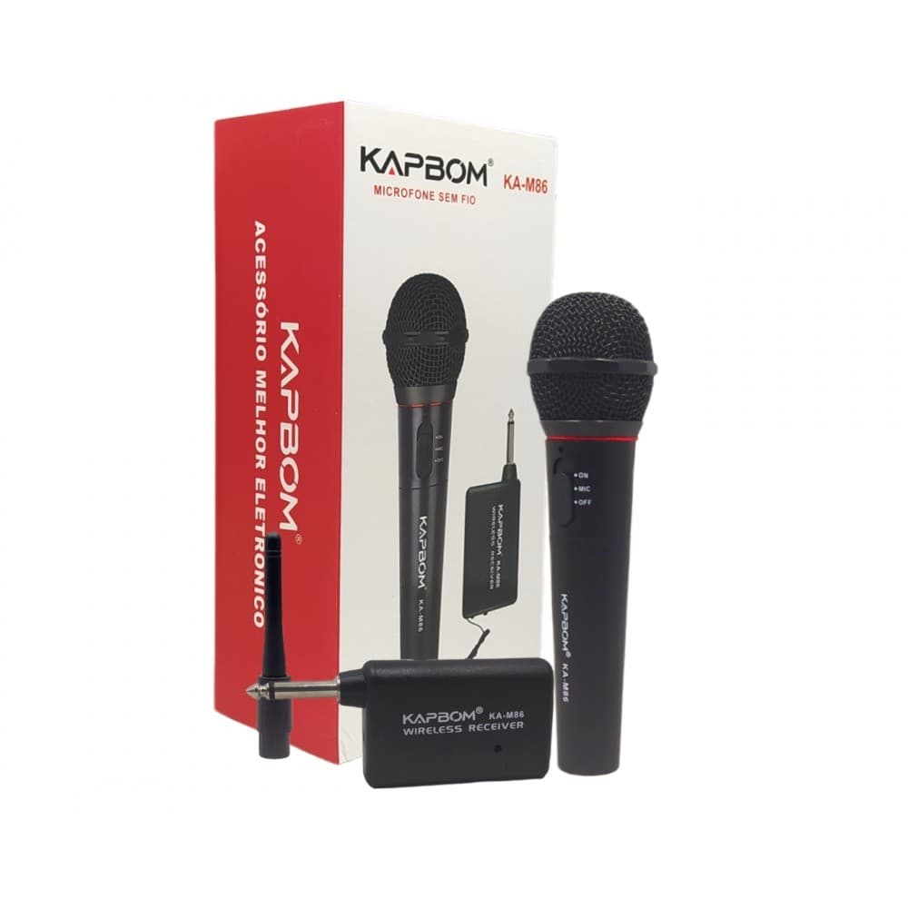 Microfone Sem Fio Kapbom Dinâmico Karaokê Cardióide Profissional KA-M86