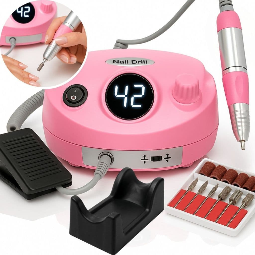 Lixadeira Motor Porquinho Digital 45.000RPM Nail Drill ProfIssional Para Unha em Gel Bivolt