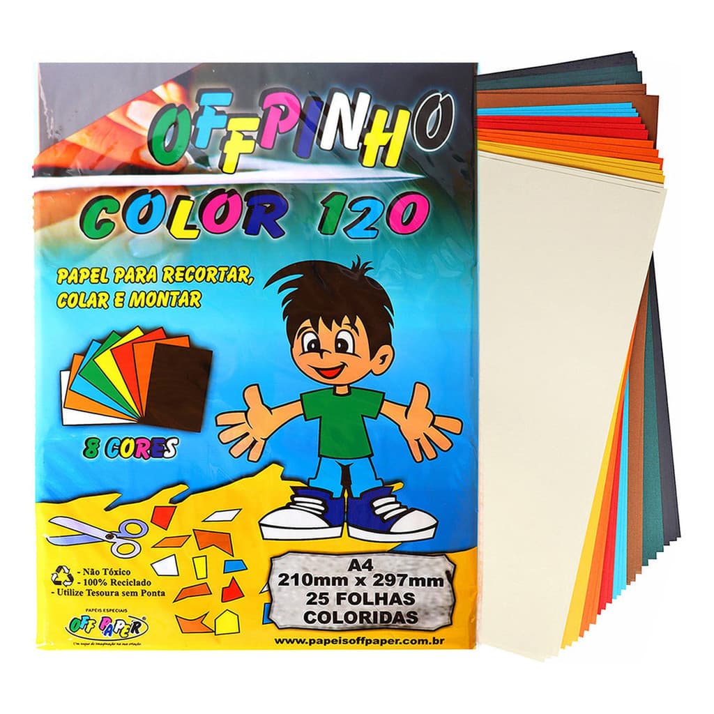 Papel Criativo Colorido 8 Cores 25 Folhas Atóxico A4 120g