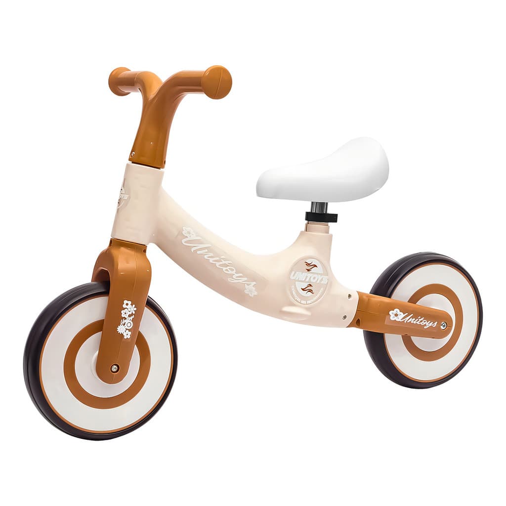 Bicicleta Infantil Sem Pedal Vintage Com Altura Ajustável Unitoys Balance Bike Retrô Bege