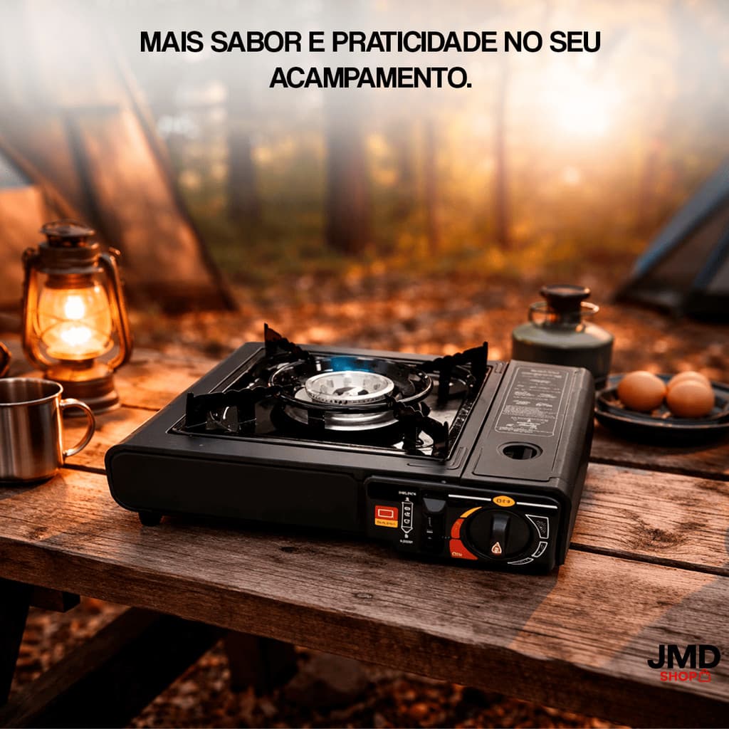 KIt Fogareiro Fogão 1 Boca + Maleta Portátil Camping Viagem Cozinha Lazer de mesa Estrada