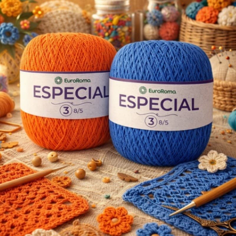 Barbante EuroRoma Especial 8/5 Brilhante Nº 3 – Fio para Crochê, Tricô e Artesanato Premium
