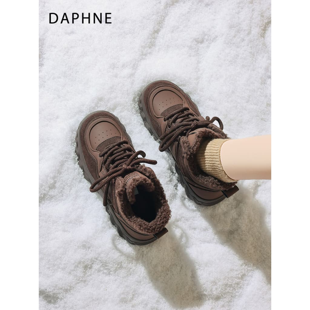 Daphne sapatos de algodão de alta qualidade de pelúcia feminino 2026 novo estilo inverno engrossado sapatos femininos qu