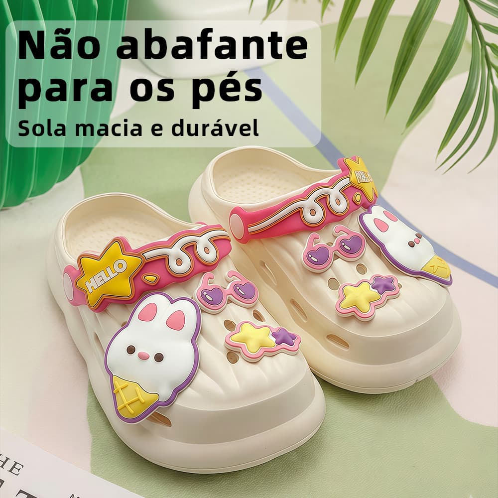 Sandália Chinelo Babuche Feminino EVA leve macio antiderrapante acessórios removíveis rotinas e passeios curtos