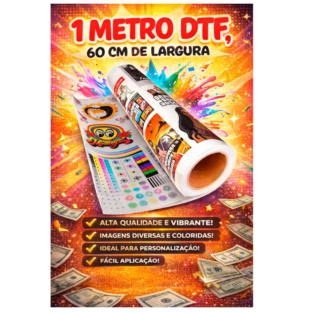 Impressão DTF Qualidade Para Estamparia Confecção Blusas Qualquer Tecido 1 METRO por 57 CM Envio 24hr