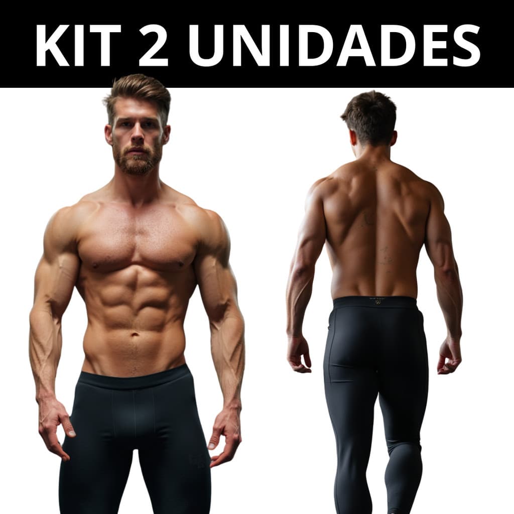 Kit com 2 Calça térmica compressão masculina preta segunda pele confortavel academia treino corrida esportiva