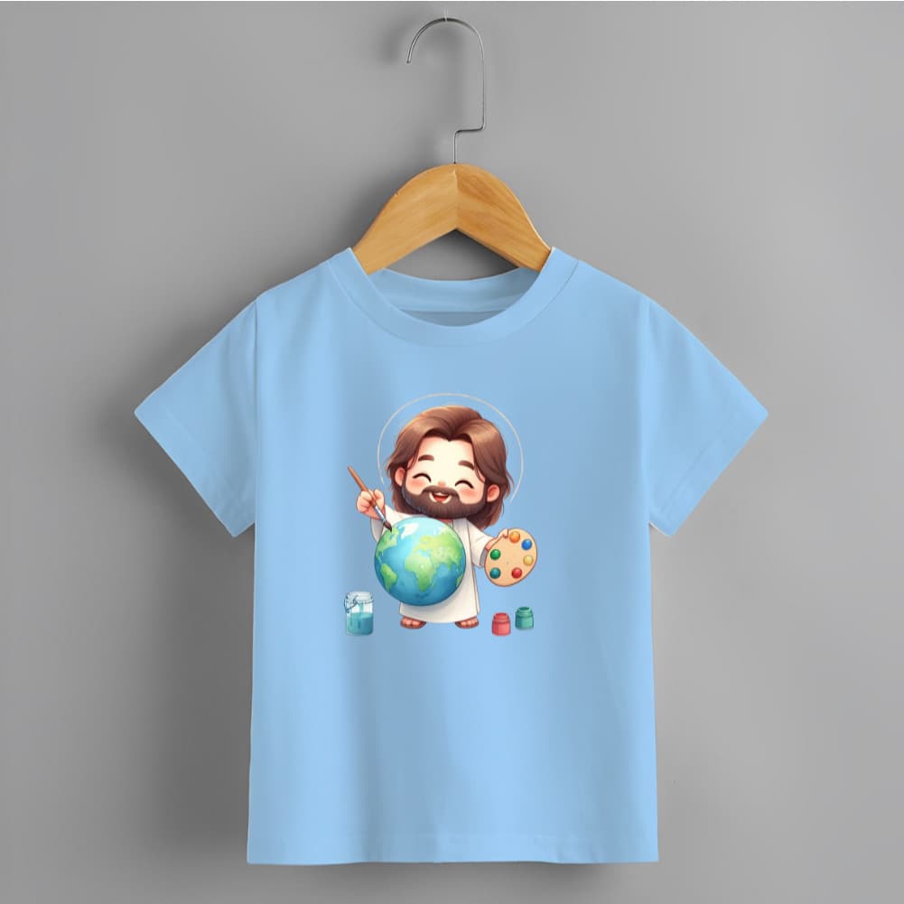 Blusinha Infantil Camiseta Algodão Estamp O Maior Pintor do Mundo Cristã Religiosa