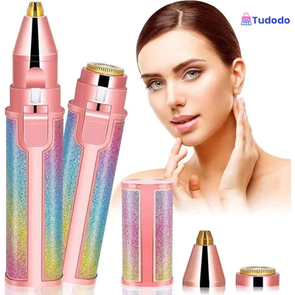 Kit Depilador 2 em 1 Recarregável USB Sobrancelha Buço Removedor de Pelos Facial Profissional