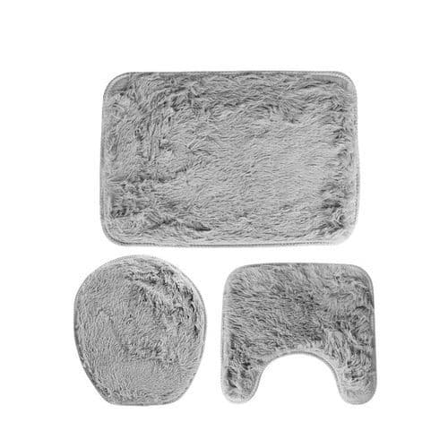 Conjunto Tapete Banheiro Veludo Três Peças Conforto Antiderrapante Macio Absorvente Durável Decoração