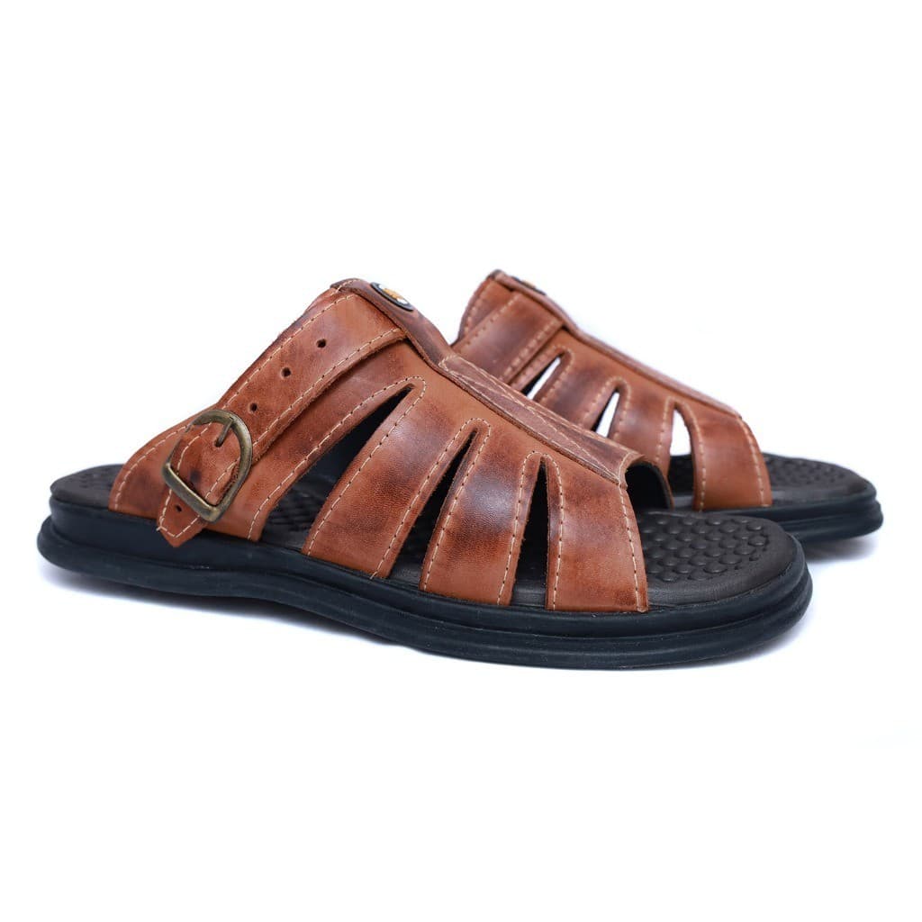 Sandália Masculina em Couro Legitimo Excelente qualidade confortável Lançamento Lazer Promoção