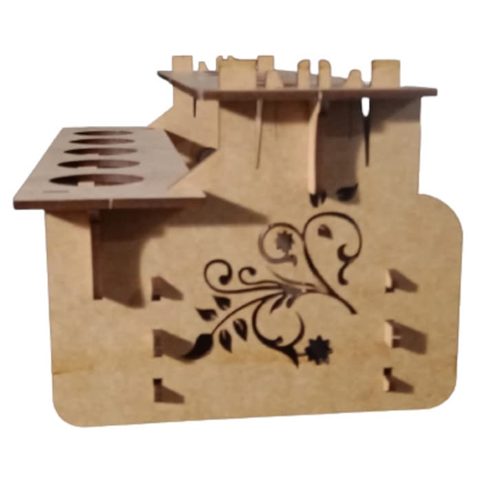 Suporte Porta Cones Trufado Escadinha Organizador de Balcão 10 un Madeira Mdf Crú