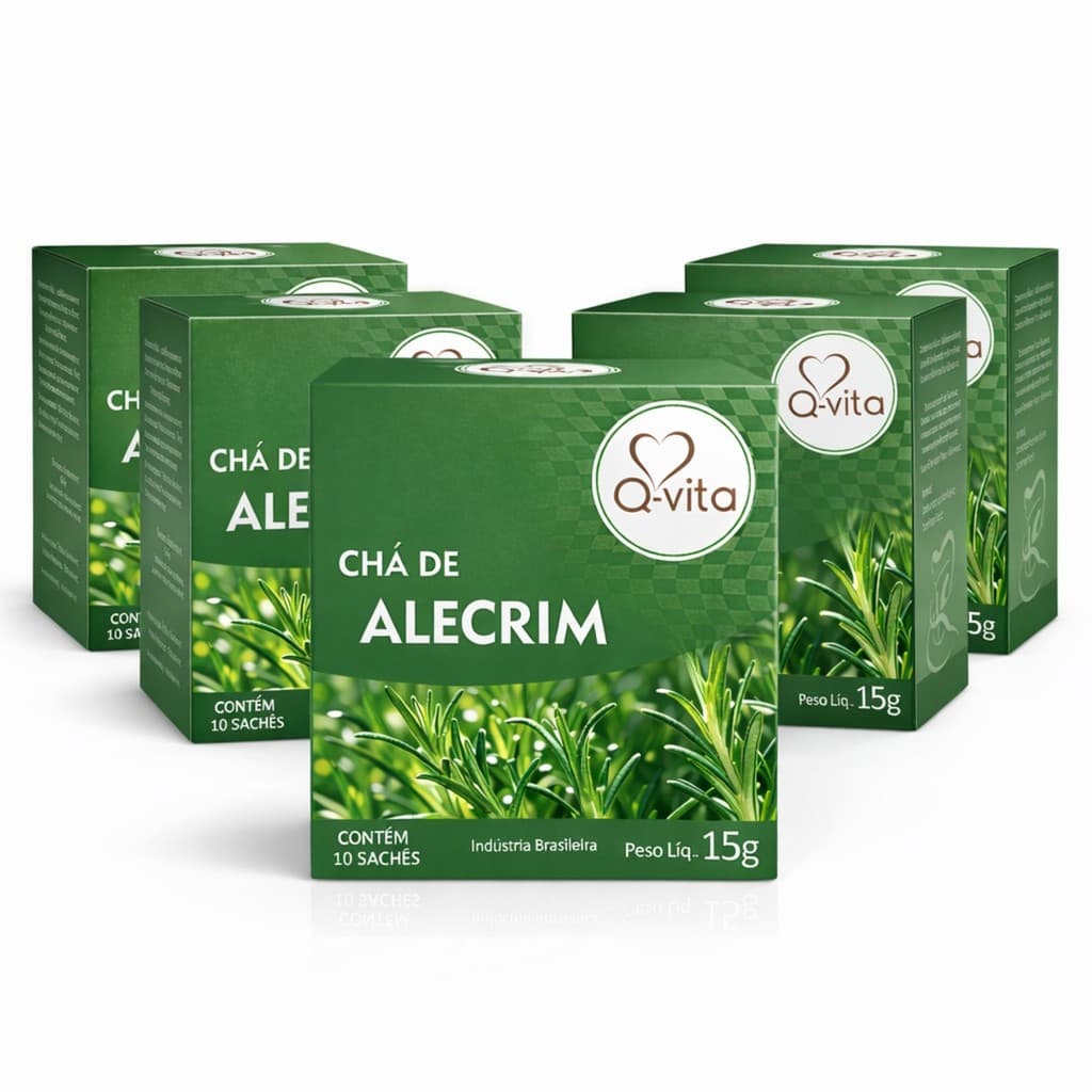 Kit 5 Chá de Alecrim Q-VITA Premium 15g - 50 Sachês